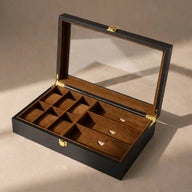 Wooden Watch & Sunglasses Organizer Box, cover view