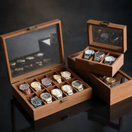 Walnut-Tone Watch Box, cover view