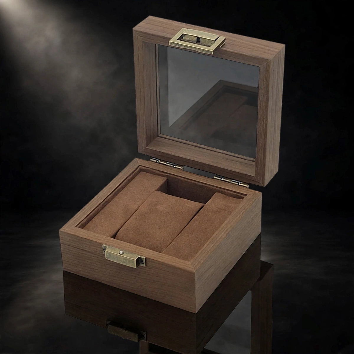 Vintage Black Walnut Watch Box, cover view